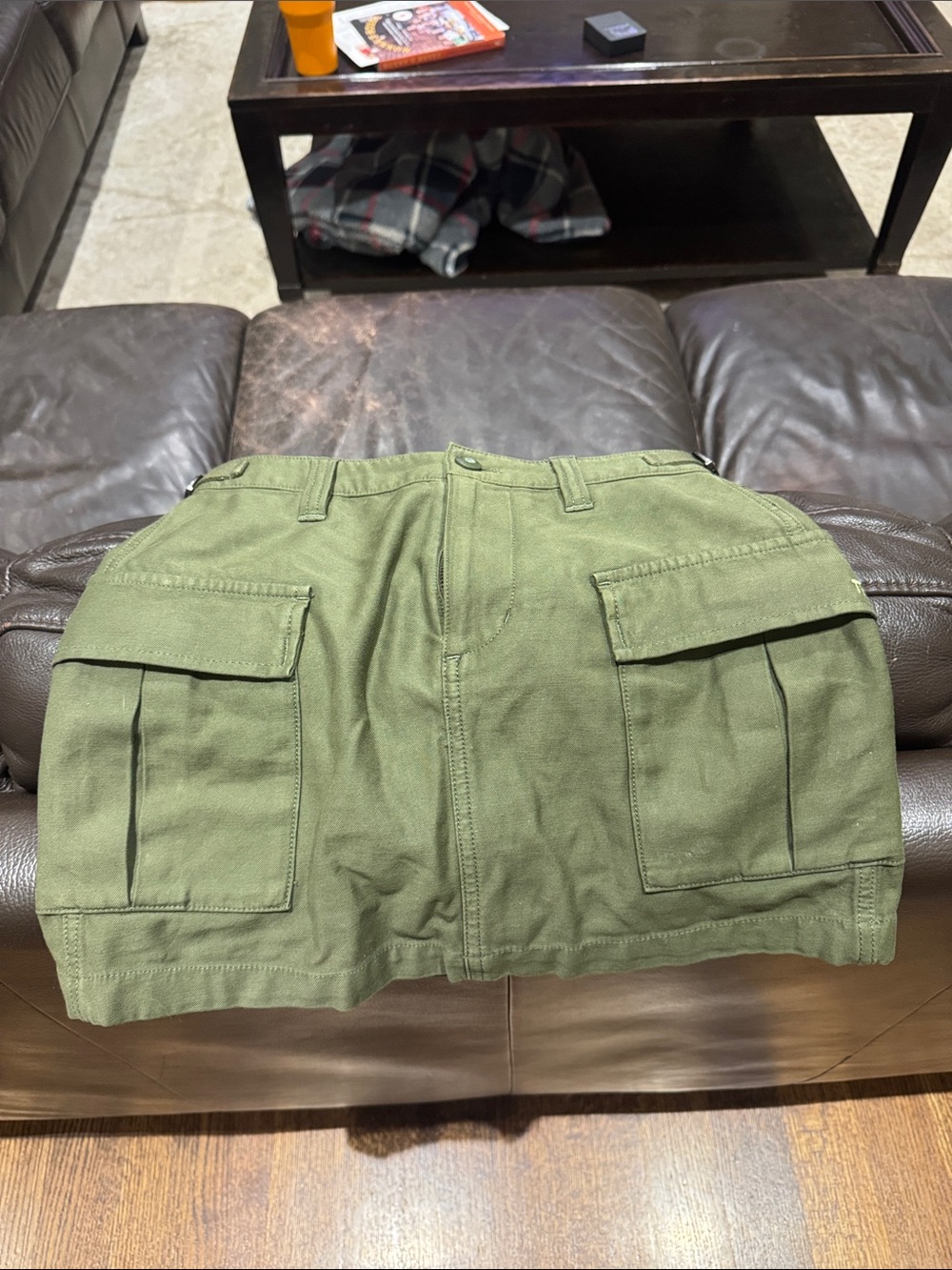 TNA Olive Green Cargo Skirt with Flap Pockets